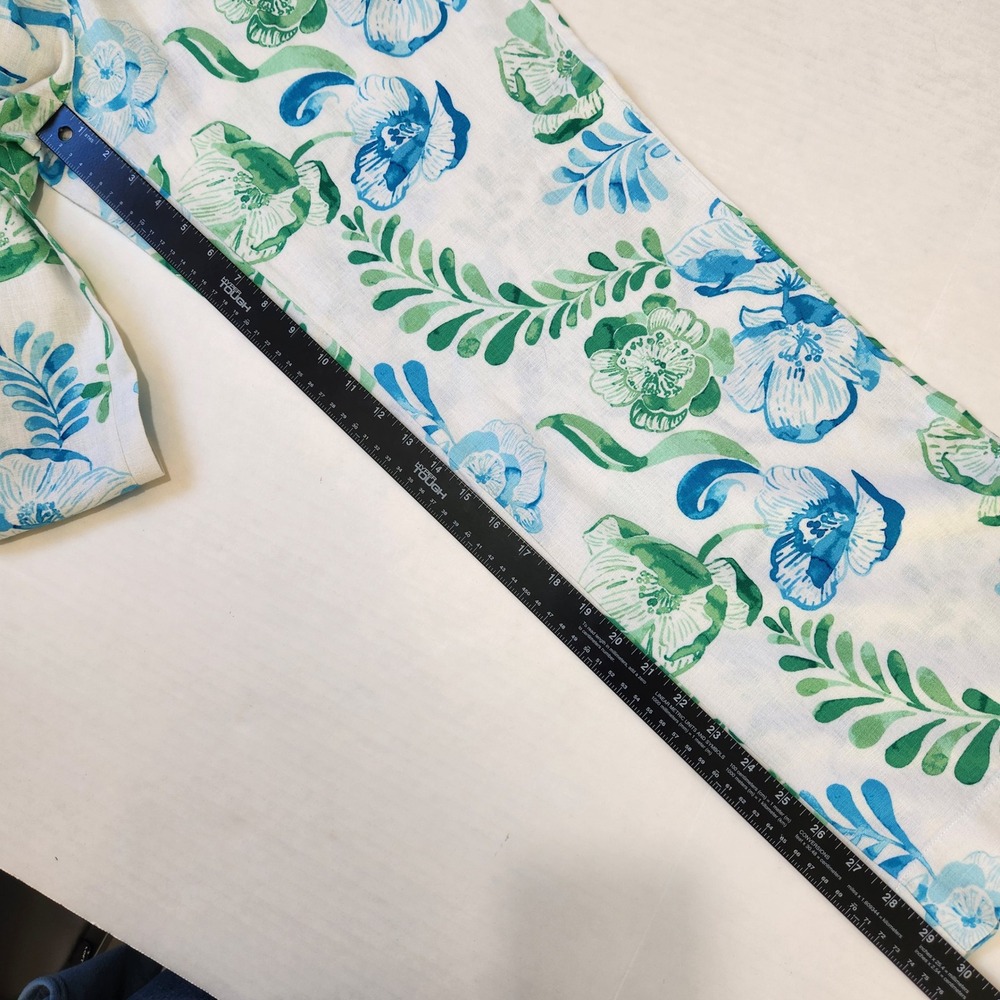 Tommy Bahama Womens M Linen Blend Floral Wide Leg Drawstring Pants Blue Green - Picture 6 of 10